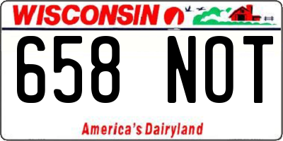 WI license plate 658NOT