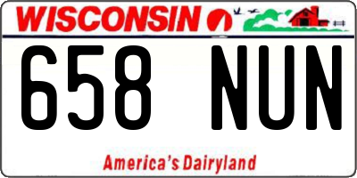 WI license plate 658NUN