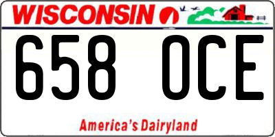 WI license plate 658OCE