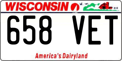 WI license plate 658VET