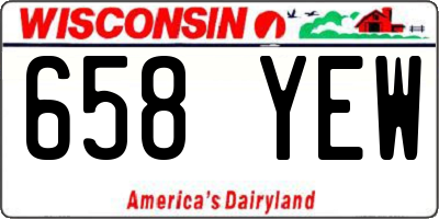 WI license plate 658YEW