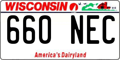 WI license plate 660NEC