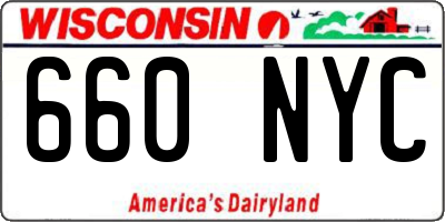 WI license plate 660NYC