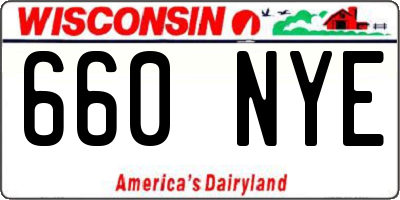 WI license plate 660NYE