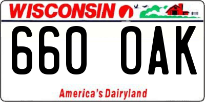 WI license plate 660OAK