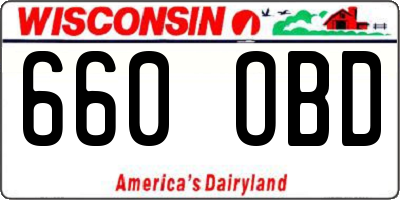 WI license plate 660OBD
