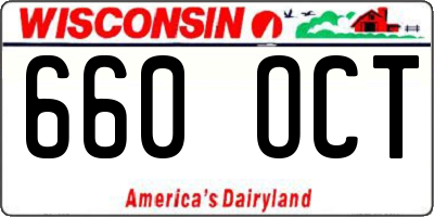 WI license plate 660OCT