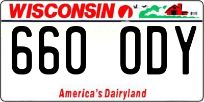 WI license plate 660ODY