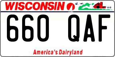 WI license plate 660QAF