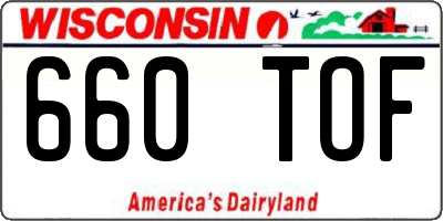 WI license plate 660TOF