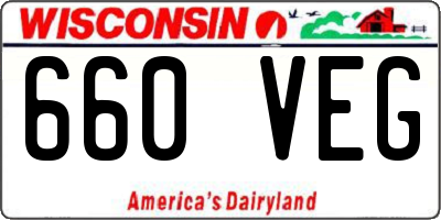WI license plate 660VEG