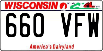 WI license plate 660VFW
