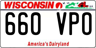 WI license plate 660VPO