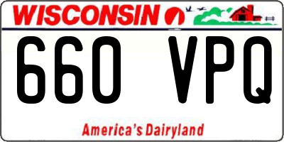 WI license plate 660VPQ