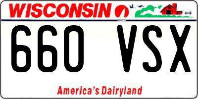 WI license plate 660VSX