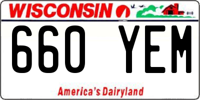 WI license plate 660YEM