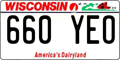 WI license plate 660YEO