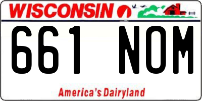 WI license plate 661NOM