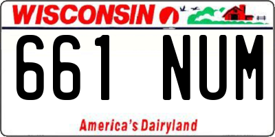 WI license plate 661NUM