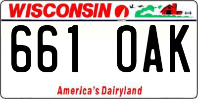 WI license plate 661OAK