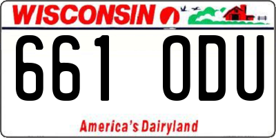 WI license plate 661ODU