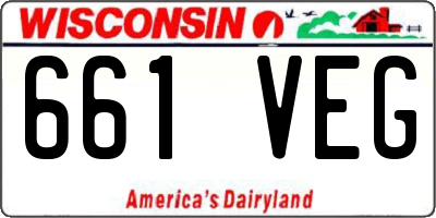 WI license plate 661VEG