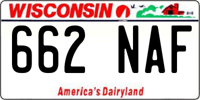 WI license plate 662NAF