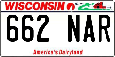 WI license plate 662NAR