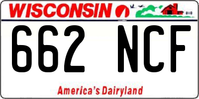 WI license plate 662NCF