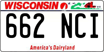 WI license plate 662NCI
