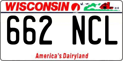 WI license plate 662NCL