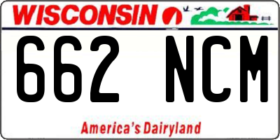 WI license plate 662NCM