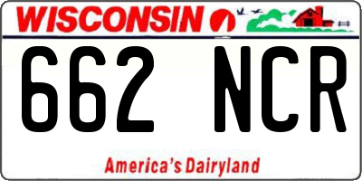 WI license plate 662NCR