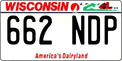 WI license plate 662NDP
