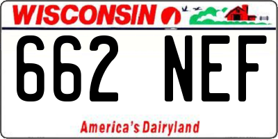 WI license plate 662NEF