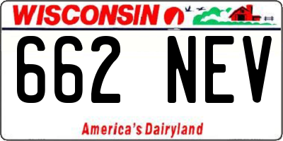 WI license plate 662NEV