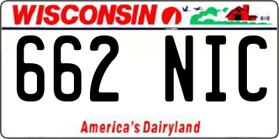 WI license plate 662NIC