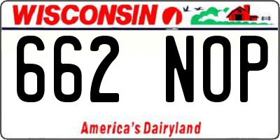 WI license plate 662NOP