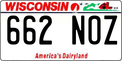 WI license plate 662NOZ