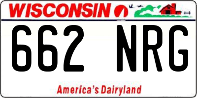 WI license plate 662NRG