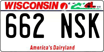 WI license plate 662NSK