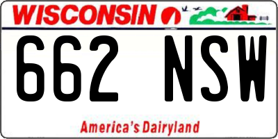 WI license plate 662NSW