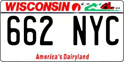 WI license plate 662NYC