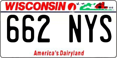 WI license plate 662NYS