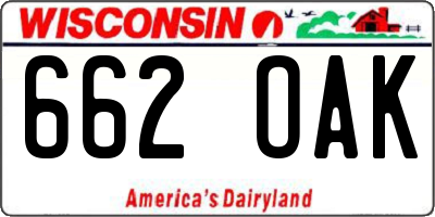 WI license plate 662OAK