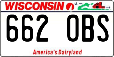 WI license plate 662OBS