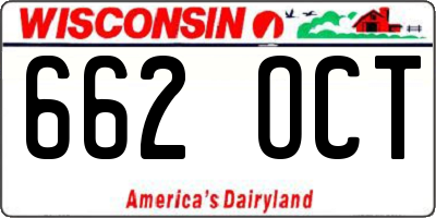 WI license plate 662OCT