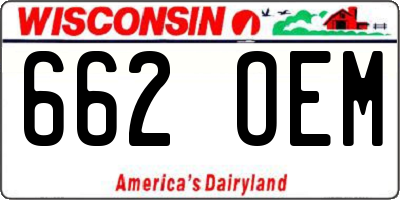 WI license plate 662OEM