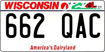 WI license plate 662QAC
