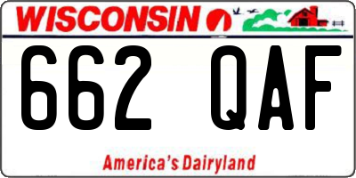 WI license plate 662QAF